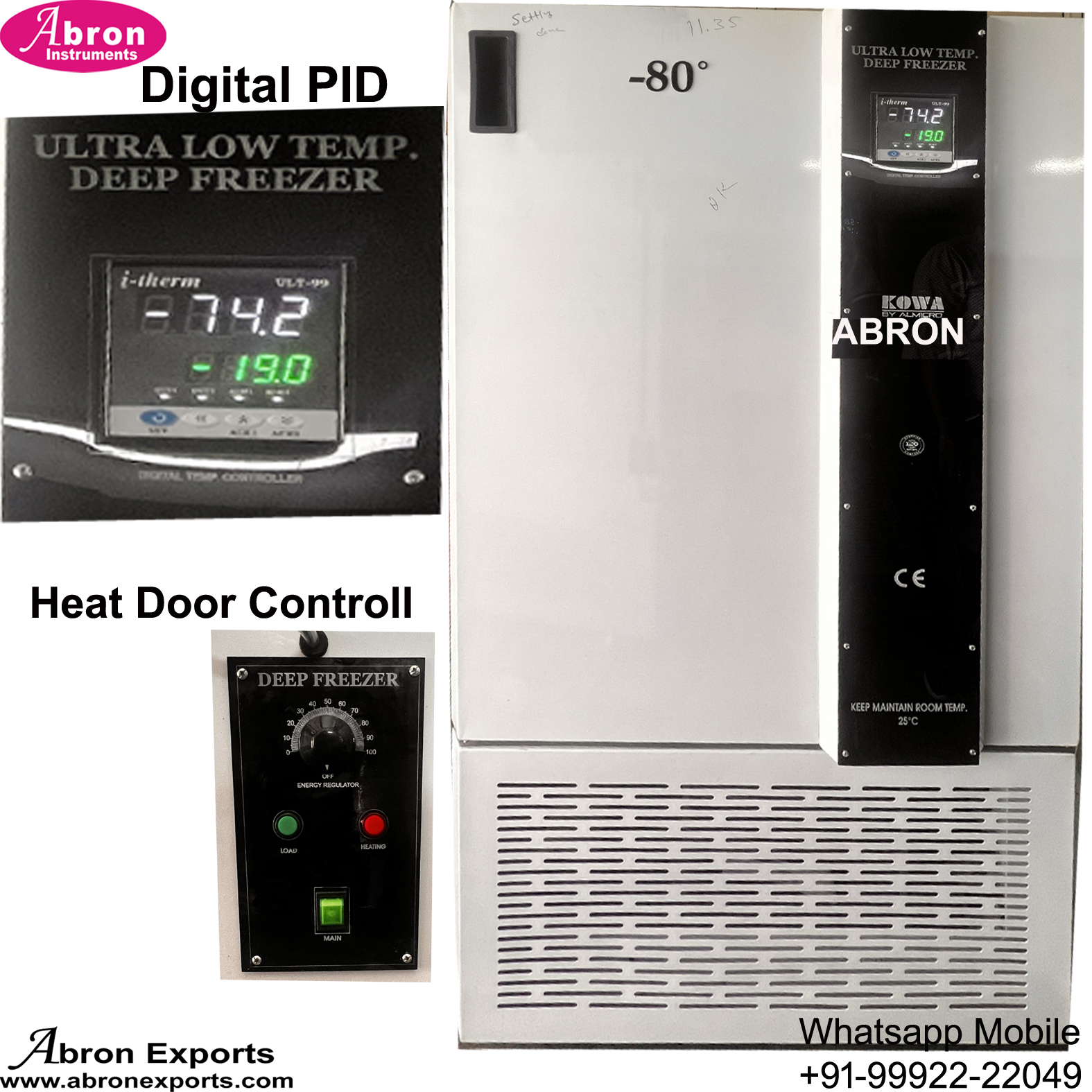 Ultra Low Deep Freezer Oven -80C-86C 370 Lt Digital Temperature Cooling SS Chamber Trays Double Compressor Abron ABM-2691U86L4 